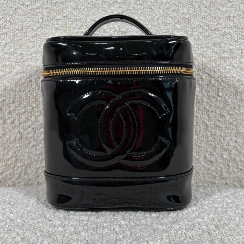 Authentic Pre-Owned Chanel Black Patent Leather Vanity Bag